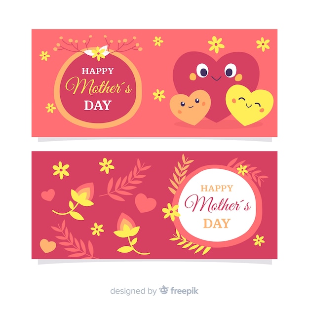 Cute hearts mother's day banner