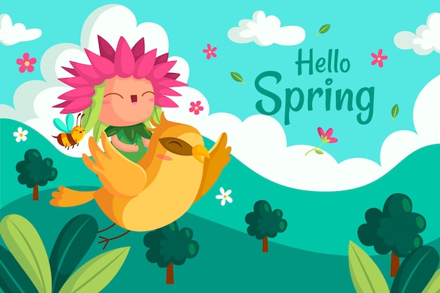 Free vector cute hello spring background