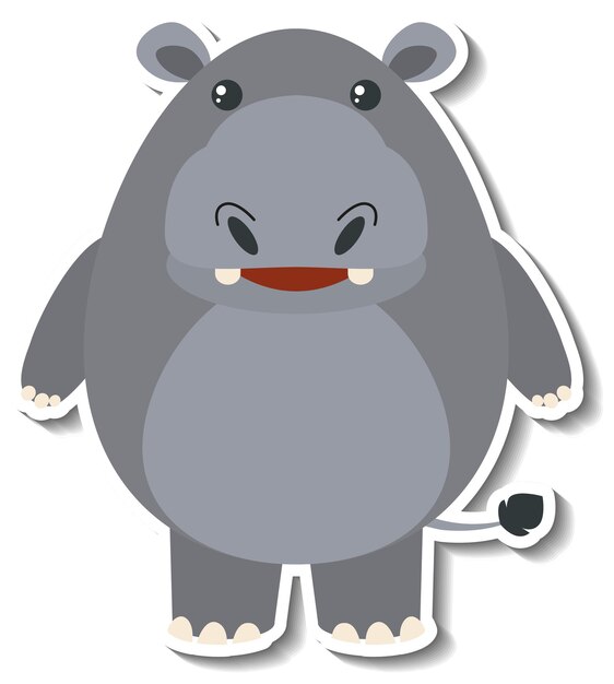 A cute hippopotamus cartoon animal sticker