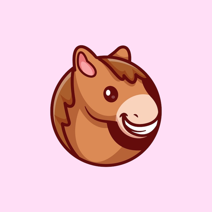 Free Vector cute horse face logo cartoon vector icon illustration animal nature icon isolated flat vector