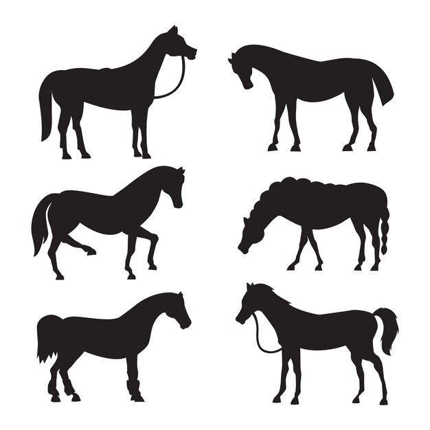 乗馬森林動物のシルエットクリップアート プレミアムベクター