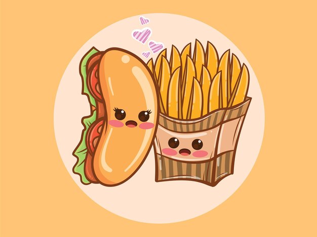 ポテトフライが大好き プレミアムベクター