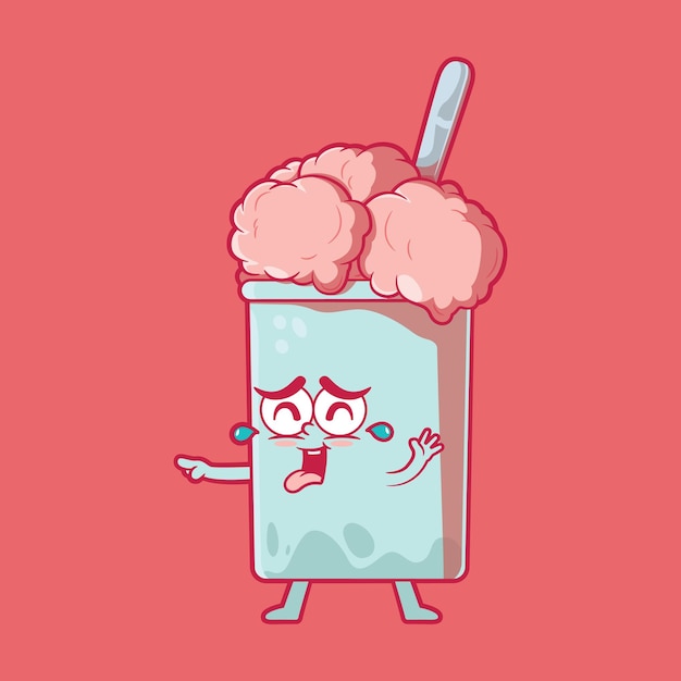 Cute Ice Cream character laughing out loud vector illustration Funny social media mascot design concept