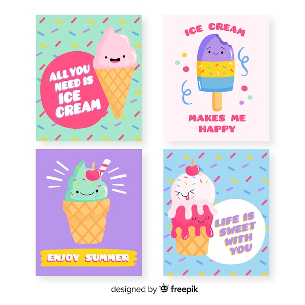 Cute ice cream food card set