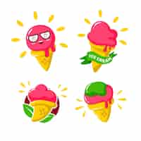Бесплатное векторное изображение Симпатичные стикеры мороженого