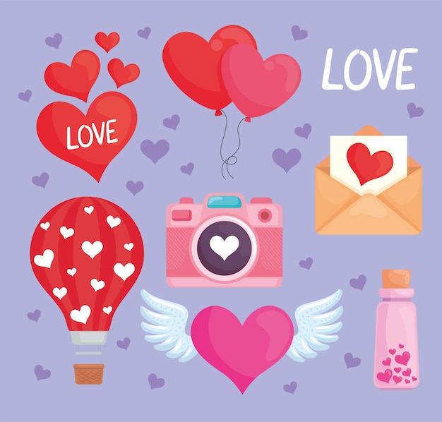 Cute icons of love