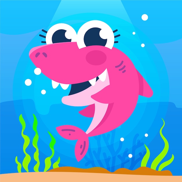 Free vector cute illustration of pink baby shark