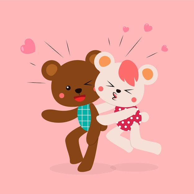 Cute illustration valentine's day animal couple