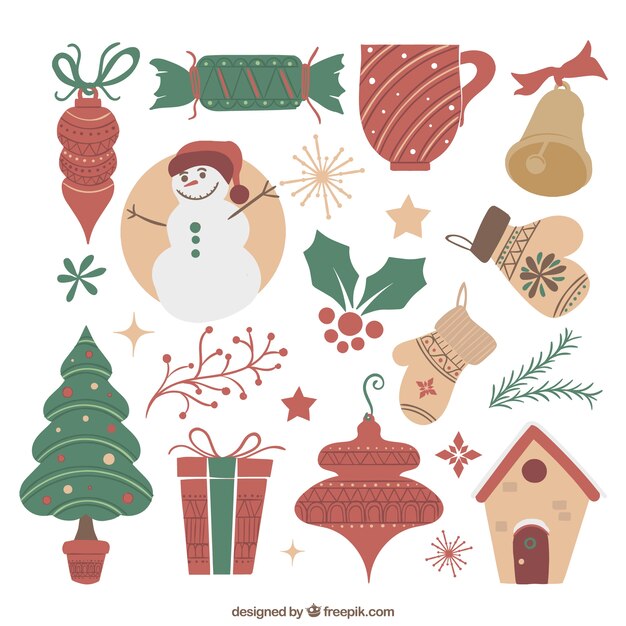 Free Vector cute illustrations of christmas elements