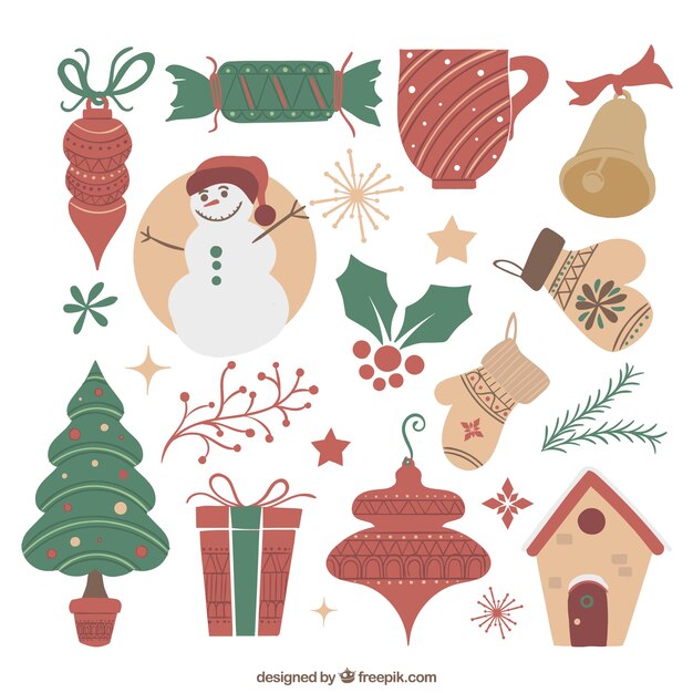 Cute illustrations of christmas elements