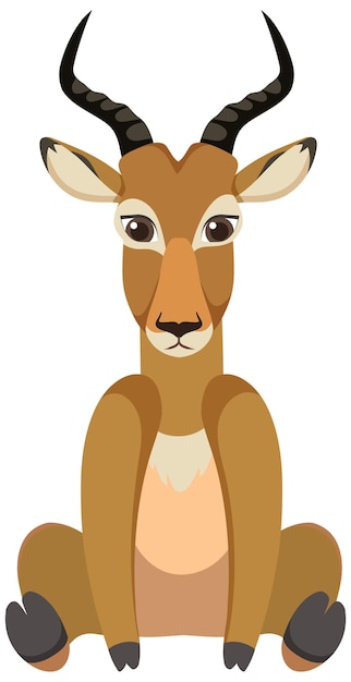 Cute impala in flat style isolated