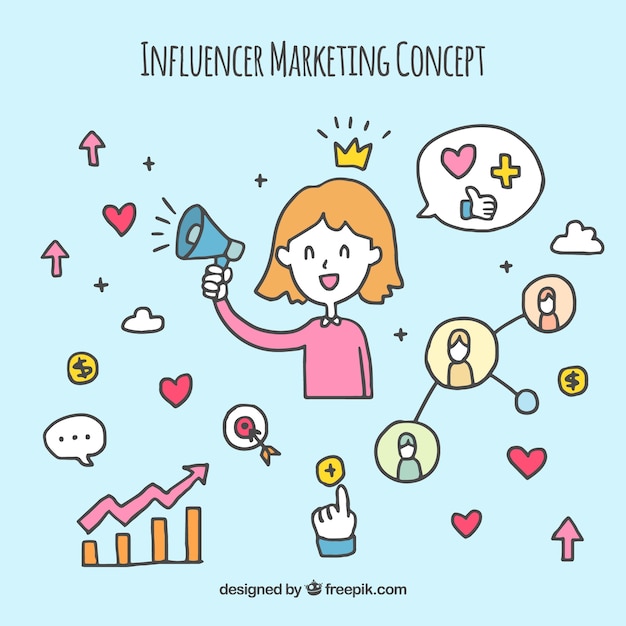 Cute influencer marketing concept