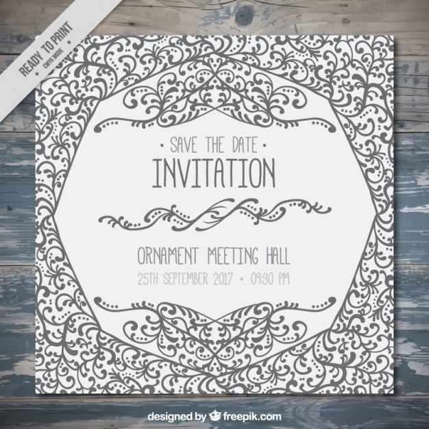 Cute invitation with hand drawn ornaments