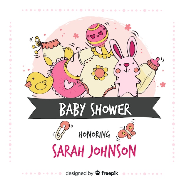 Free vector cute its a girl baby shower template