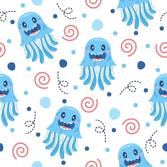 Симпатичный дизайн рисунка медузы