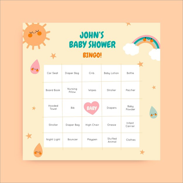 Cute john baby shower bingo instagram post