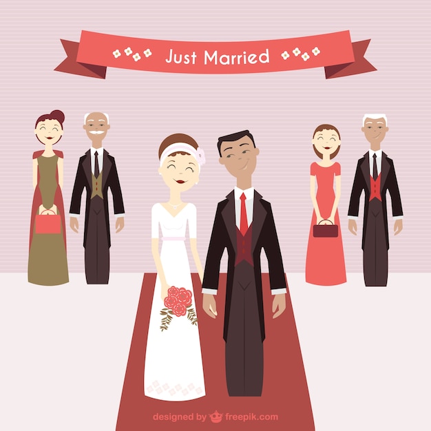 Free vector cute just married couple