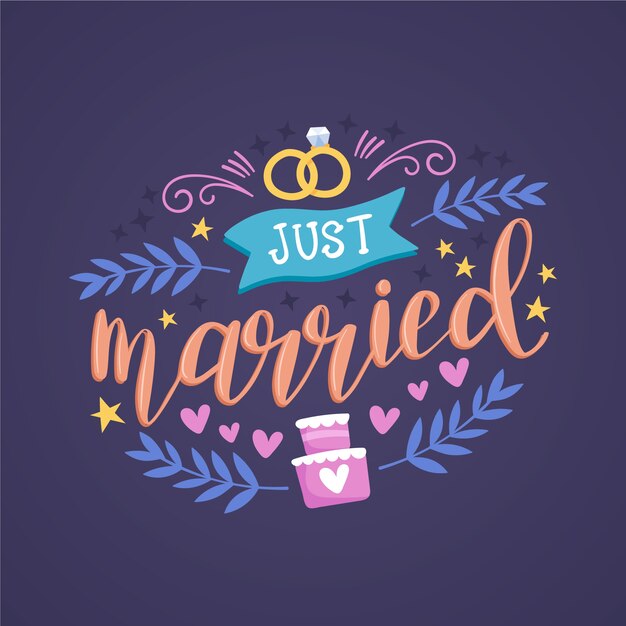 Cute just married lettering