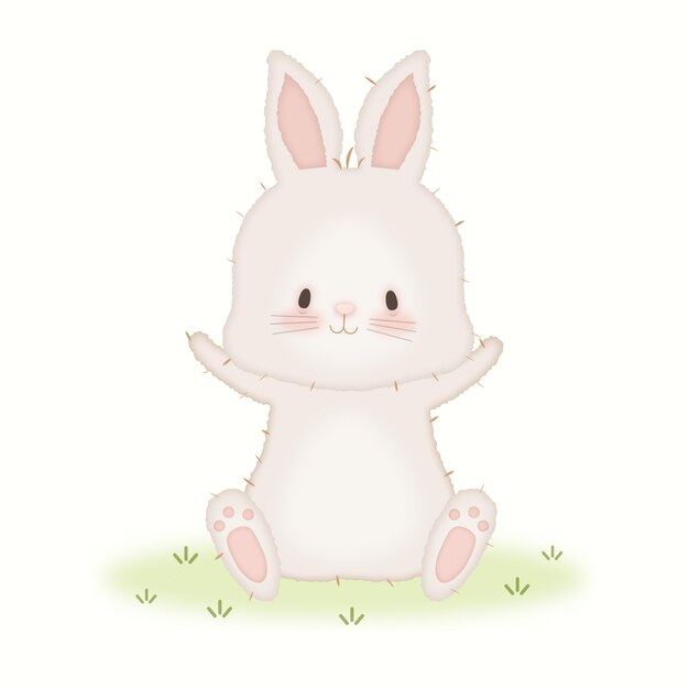 かわいいテディウサギの漫画イラスト プレミアムベクター