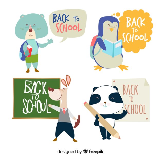 Cute kawaii back to school animal pack