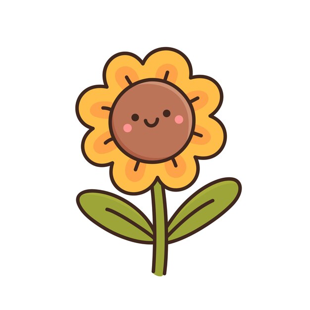 かわいい花のイラストが笑顔 花の表情のセット プレミアムベクター