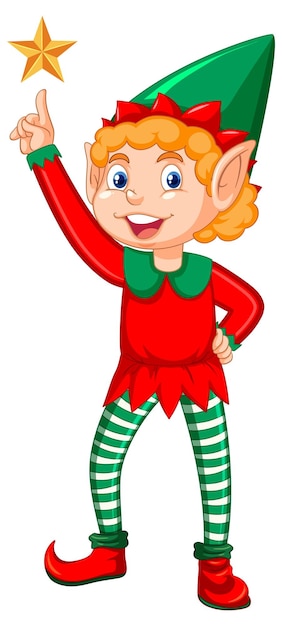 Free vector cute kid wearing elf costume cartoon