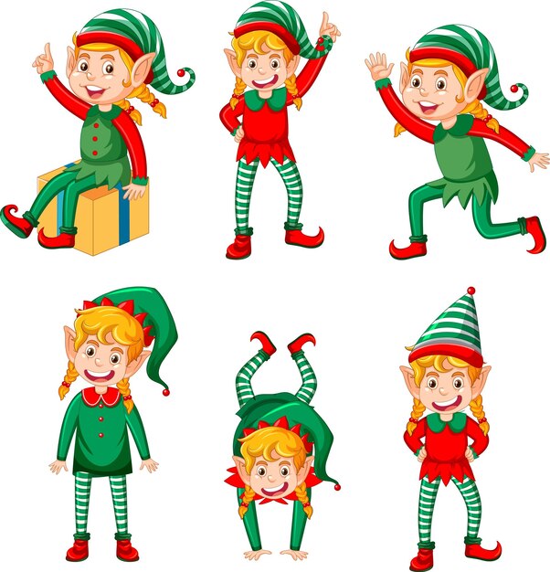 Cute kid wearing elf costume cartoon