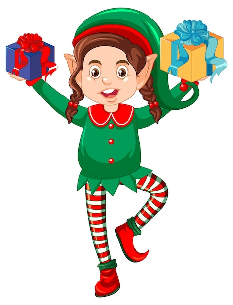 Cute kid wearing elf costume cartoon