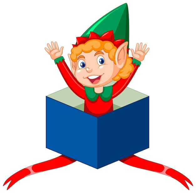 Cute kid wearing elf costume cartoon