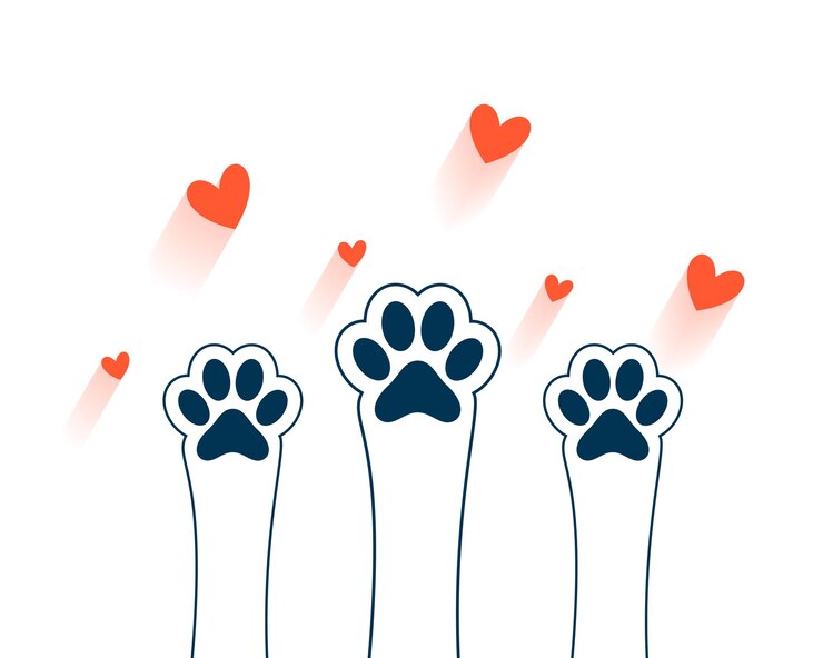 Free Vector cute and kidish paw footprint background with heart design