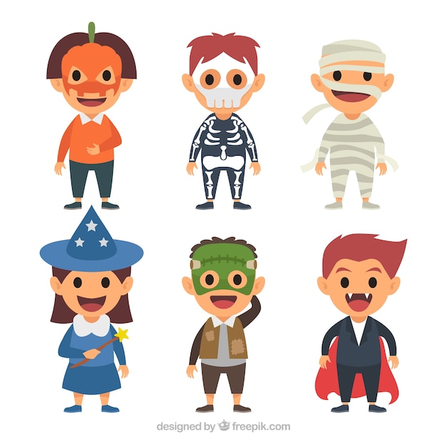 Cute kids ready for halloween