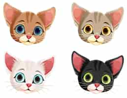 Free vector cute kitten head in cartoon style