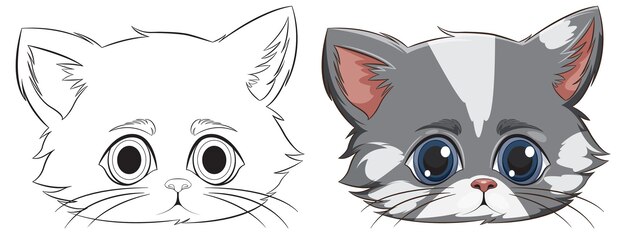 Free vector cute kitten illustration before and after