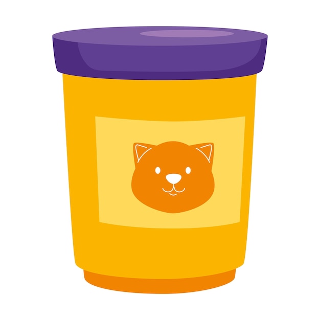 Free vector cute kitten meal icon on yellow jar icon isolated