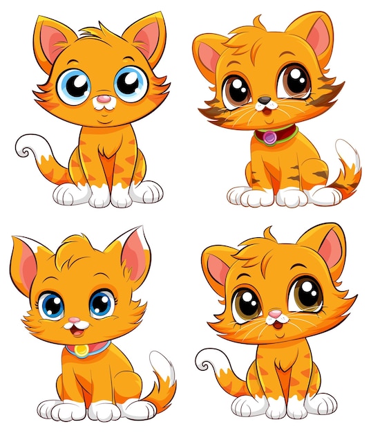 Free vector cute kittens cartoon characters collection