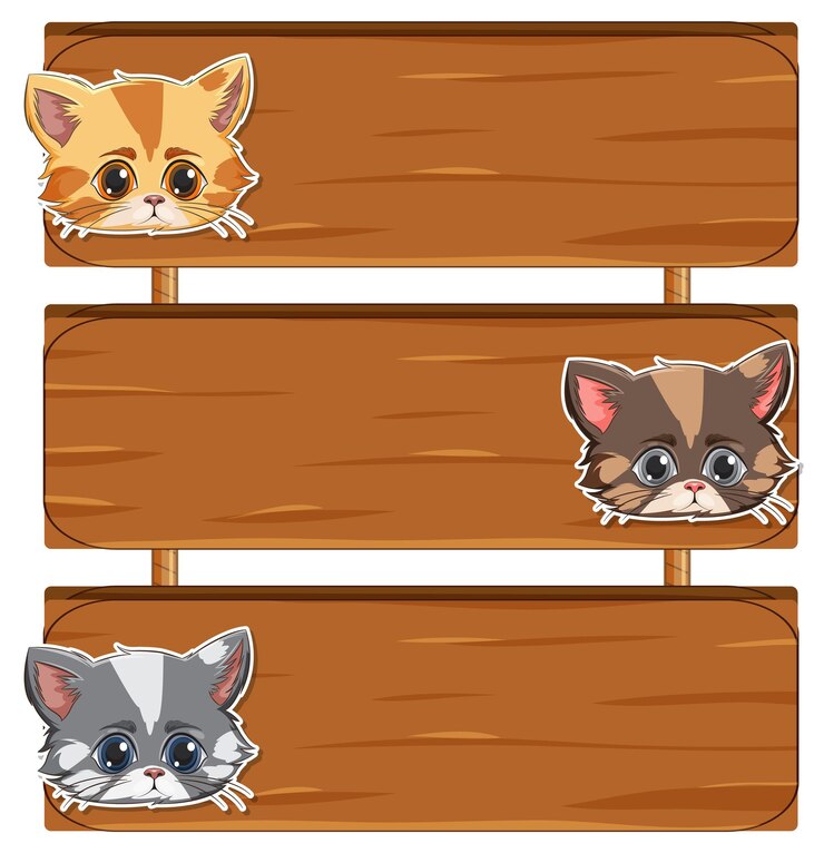 Free Vector cute kittens with wooden signs