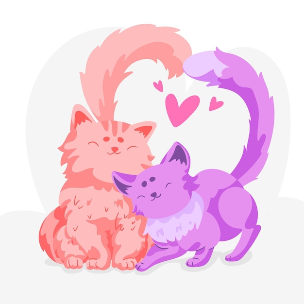 Cute kitty couple illustrated