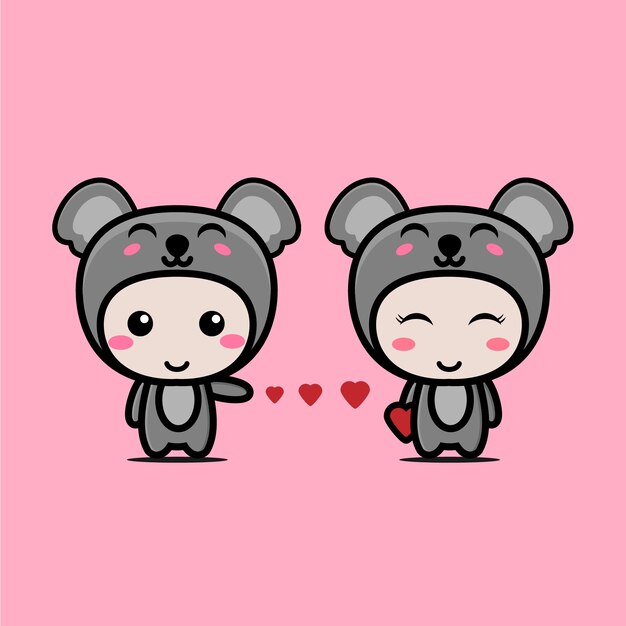 かわいいコヤラのカップルと結婚記念日カード 無料のベクター