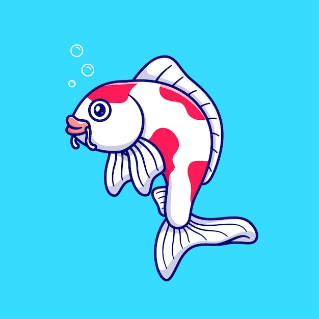 Cute Koi Fish Cartoon Vector Icon Illustration. Animal Nature Icon Concept Isolated Premium Vector. Flat Cartoon Style