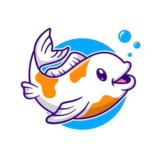 Cute Koi Fish Swimming Cartoon Vector Icon Illustration Animal Nature Icon Concept Isolated Flat