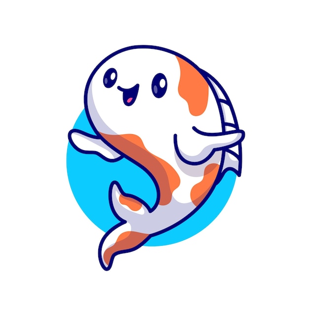 Cute Koi Fish Swimming Cartoon Vector Icon Illustration Animal Nature Icon Concept Isolated Premium