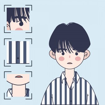 かわいい韓国の少年のイラスト ハンサムなアジアの少年のイラスト プレミアムベクター かわいい韓国の少年のイラスト ハンサムなアジアの少年のイラスト プレミアムベクター