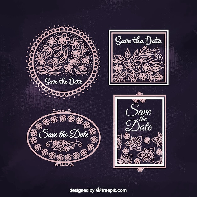 Cute labels for weddings on a black background