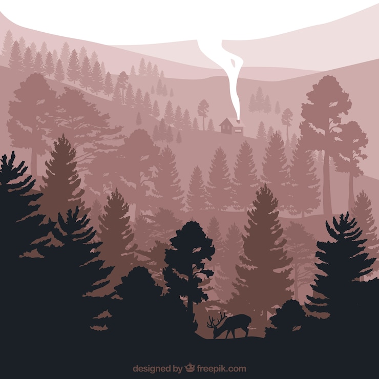 मुफ़्त वेक्टर cute landscape with pine silhouettes
