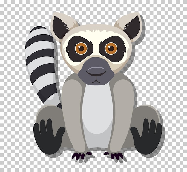 Free vector cute lemur in flat cartoon style