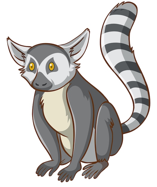 Free vector cute lemur on white background