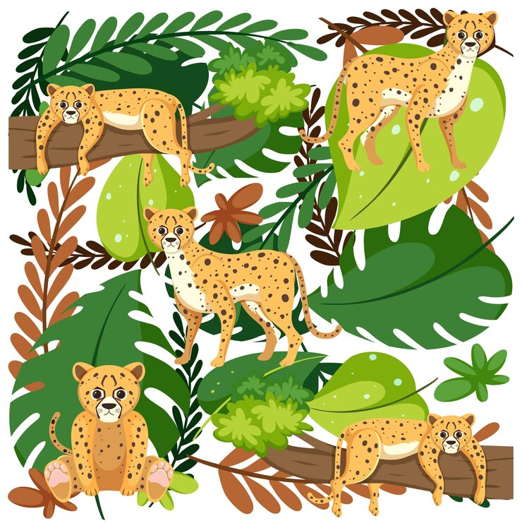 Free Vector cute leopard seamless pattern