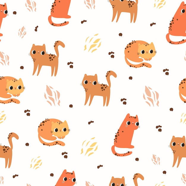 Free vector cute leopards seamless pattern