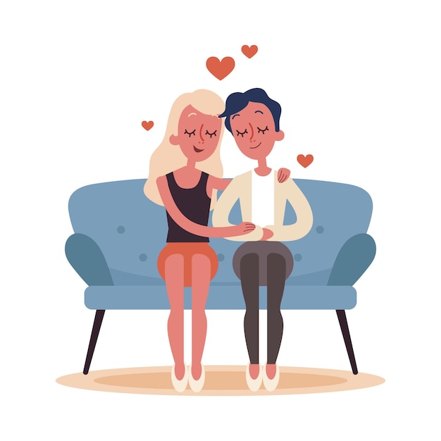 Free vector cute lesbian couple illustrated