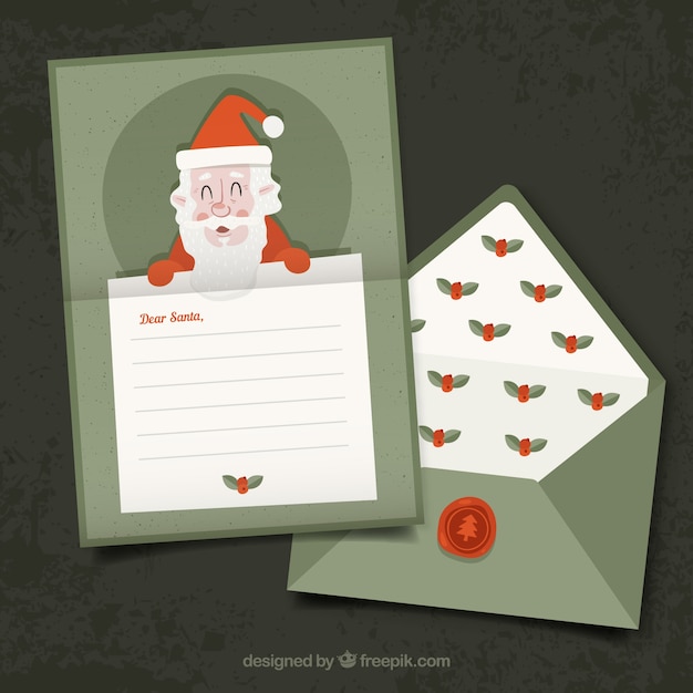 Free vector cute letter of santa claus and envelope